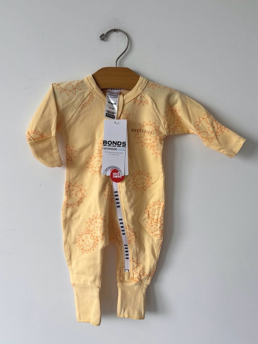 Bonds Yellow Sun Print WonderCool Footed One-Piece